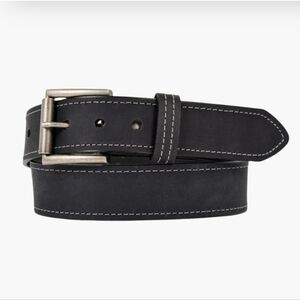 Lejon Men's Bison Leather Black Belt Made In America Sz 48 Western Cowboy Rustic